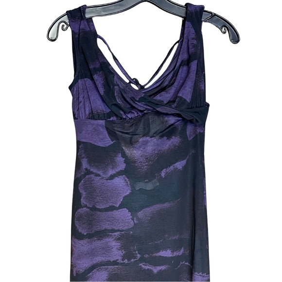 ASOS Design long dress bardotsheer purple black maxi low draped sexy back size 6 - Picture 3 of 8